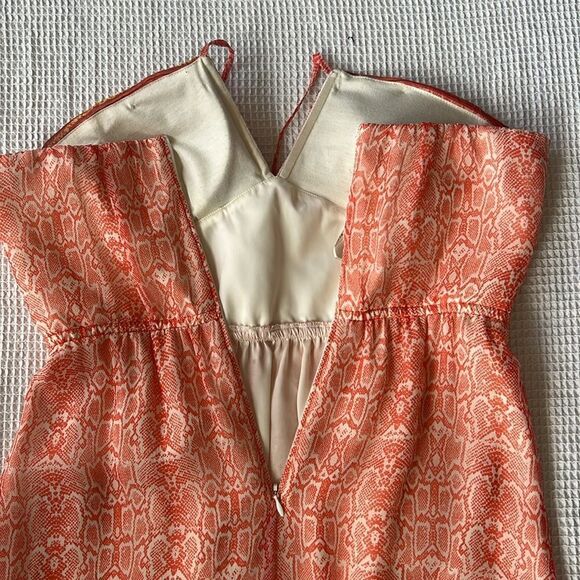 Twelfth Fifth Street Cynthia Vincent Sheer 100% Silk Orange Sleeveless Dress 6 - Picture 12 of 16